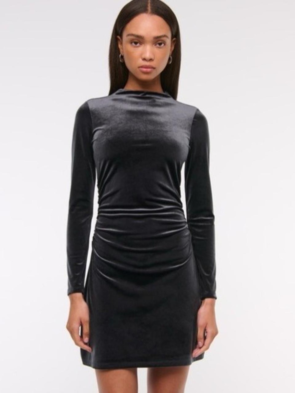 NWT The A&F Paloma Long-Sleeve Velvet Mini Dress